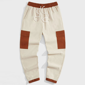 Pantalon cargo léger pour homme 100% coton, lavé, respirant, taille ajustable, pour usage quotidien - Product Image 1