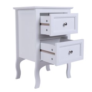 2 pz. Comodini a due livelli stile country bianchi YJ di grandi dimensioni, in legno massello e acciaio, assemblati, per camera da letto e appartamento - Product Image 2