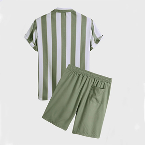 Ensemble de 2 pièces pour homme, chemise hawaïenne décontractée à manches courtes et short de plage, vêtements de rue, été, 100% polyester - Product Image 2