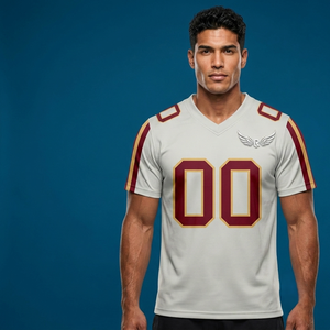Custom Men's Football Jersey V-Neck Short Sleeve Sublimated Print Moisture Wicking Team name 00 Gray <b>Maroon</b> Gold - Product Image 5