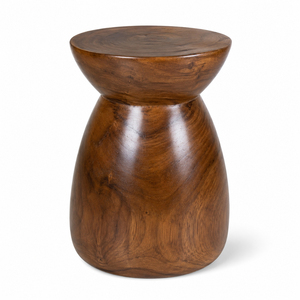 Premium <b>High</b> Quality Walnut Finish Solid Suar Wood Handmade Multi-Function Hourglass Modern Living Room Accent <b>Stool</b> Side <b>Table</b> - Product Image 2