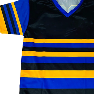 เสื้อเบสบอลลายทางสีดำพรีเมียม SGRho สำหรับผู้หญิง สีน้ำเงินทอง ปักอักษรกรีกแบบเชนิลล์ ติดกระดุม สไตล์สตรีทแวร์สปอร์ต - Product Image 3