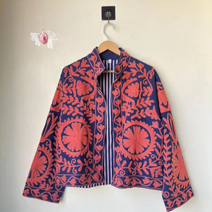 Handmade 100% Cotton Velvet Suzani Kimono Jacket | Autumn Winter Breathable Eco-Friendly Quilted Quick Dry O-Neck <b>Boho</b> Design - Product Image 1