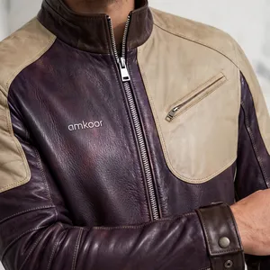 Veste sportive imperméable en PU bicolore personnalisée pour homme, style moto, à capuche, fermeture éclair, coupe ajustée, pour l'hiver - Product Image 6