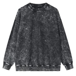 Sudadera Extra Grande para Hombre, Cuello Redondo, Tejido Tie Dye, Color Sólido, Manga Larga, Otoño, 100% Algodón - Product Image 1