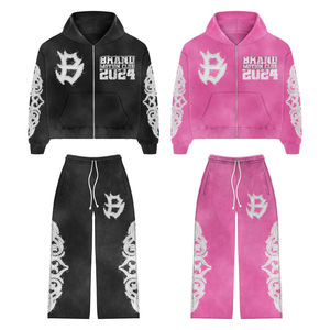 Survêtement rose 100 % coton avec fermeture éclair pour homme 2026 |   Ensemble d'entraînement respirant et écologique à coupe classique |   Taille Plus OEM - Product Image 1