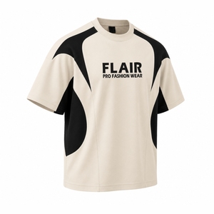 Custom Beige & <b>Black</b> Oversized Sports T-<b>Shirt</b> – Premium Polyester Performance Streetwear Tee for Men & Women - Product Image 4