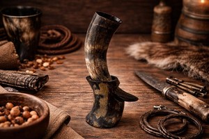 Cuerno Vikingo Artesanal Duradero de 12 Pulgadas con Soporte, Jarra Medieval para Cerveza y una Bolsa de Yute Única se Ofrece con el Cuerno - Product Image 4