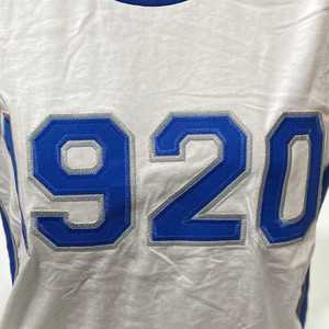 T-shirt blanc premium Zeta Phi Beta 1920 avec broderie bleue de lettres grecques pour femme, tissu doux, coupe décontractée et élégante - Product Image 6