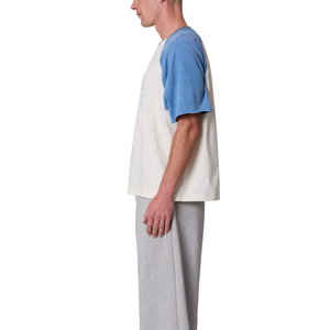 Men O Neck Short <b>Sleeve</b> <b>Raglan</b> <b>T</b> <b>Shirt</b> Contrast <b>Sleeves</b> Front Graphic Loose Fit Wholesale Custom OEM Cotton Jersey Tee <b>Shirt</b> Top - Product Image 5