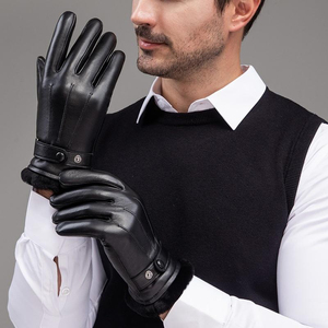 <b>Mens</b> Leather Dress <b>Gloves</b> Genuine Sheep Leather Winter <b>Gloves</b> Soft Warm Touch Screen Driving <b>Gloves</b> Classic Black <b>Gloves</b> - Product Image 5