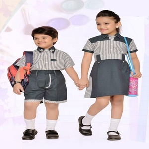 High Quality Unisex Summer School Uniforms <b>Boys</b> Shirt and Girls Fancy Frock Dress With <b>Shorts</b> Made From Cotton - Product Image 3