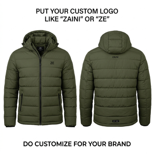 Premium 500 GSM Cotton Worsted Casual <b>Winter</b> Long Hooded Windproof Waterproof Puffer Jacket <b>Quilted</b> Panel Design - Product Image 1