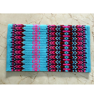 Tapis de selle de cheval western personnalisé |   Couverture de selle en laine mélangée à motif Navajo turquoise pour l'équitation - Product Image 1