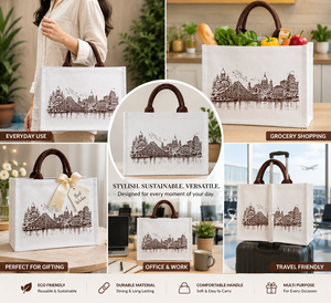 กระเป๋าผ้ากระสอบพับได้พร้อมโลโก้สั่งทำ หูหิ้วเชือก รีไซเคิลได้ เหมาะสำหรับงานแต่งงาน ใช้ได้ทุกวัน - Product Image 6