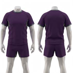Men's <b>Purple</b> Sublimated Soccer Jersey Shorts Set Crew Neck Short Sleeve Moisture Wicking Fitted Athletic Uniform All Seasons - Product Image 1