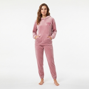 Conjunto Deportivo de Terciopelo para Mujer, Personalizado al por Mayor, Corte Regular, Sudadera con Capucha y Bolsillo Canguro, Pantalones Jogger, Dos Piezas, Ropa Casual, OEM, ODM - Product Image 1