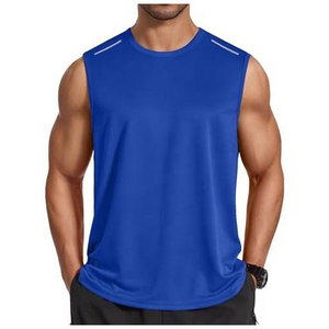 Camiseta sin mangas ligera 100% algodón 240g para hombre, chaleco deportivo elástico para gimnasio, tela de alto rendimiento de secado rápido - Product Image 3