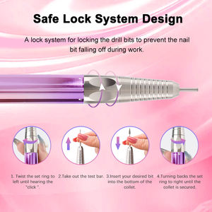 Yaqin เครื่องเจาะเล็บแบบ2 in 1, อุปกรณ์แต่งเล็บ85W แบบมืออาชีพชาร์จไฟได้45000รอบต่อนาทีสำหรับการทำเล็บ - Product Image 3