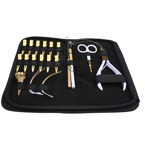 Kit de herramientas para extensiones de cabello de salón con alicates para extensiones de cabello Microlink, separador de cabello, enhebrador de dedos, gancho para tirar de bucles, agujas y mini tijeras - Product Image 1