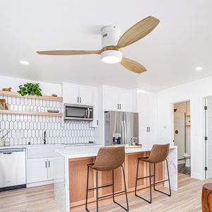 Ventilatore da soffitto in legno massello da 52 pollici a LED per montaggio a filo Design DC 3 motore reversibile telecomando a montaggio a filo ventilatore da soffitto 3 LED - Product Image 5