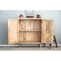 Buffet en bois sculpté à la main, armoire de rangement rustique au design antique avec poignées métalliques pour salon, meubles de maison