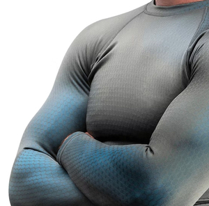 Maillot de sport pour homme à manches longues, protection UV UPF50+, impression intégrale par sublimation, séchage rapide, en Spandex et Polyester, avec logo frontal - Product Image 5