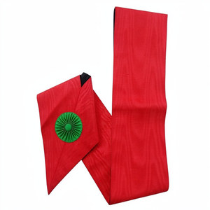 Écharpe rouge unie du Rite écossais de 8e degré AASR, ornements verts, broderie symbolique, rituel, tradition, moralité - Product Image 2
