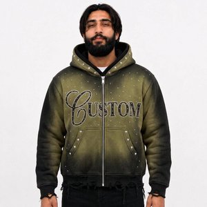 Fournisseur de sweats à capuche d'hiver 100 % coton personnalisés pour hommes, avec motifs graphiques rétro, en molleton, coupe oversize, brodés, production de marque pour les acheteurs de détail américains - Product Image 1