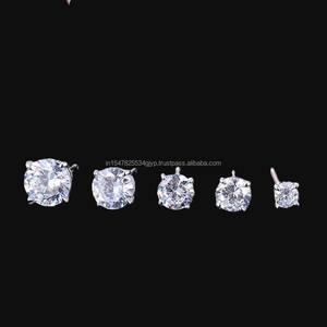 Unisex 14K Yellow Gold Plated Solitaire Stud Earrings Brilliant Round Cut VVS Moissanite Diamond for Anniversary - Product Image 5