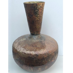 Modern Handcrafted Textured Metal <b>Vase</b> <b>Unique</b> Distressed Geometric Decorative Vessel Minimalist Tabletop - Product Image 5