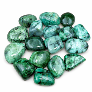 Natural Emerald Oval <b>MOSAIC</b> Smooth Tumbled Stones Green Healing Crystal for Reiki Meditation Energy Decor Wholesale - Product Image 1