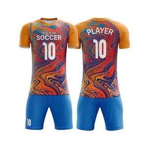 Tenue de football professionnelle 100% polyester à manches courtes, légère, respirante, maillots personnalisés, ensemble d'équipe, vêtements de football - Product Image 4