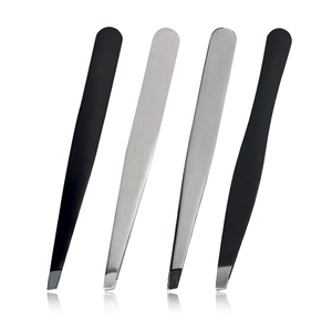 Ensemble de 4 pinces à épiler en acier inoxydable à pointe inclinée, outils d'épilation, kit de beauté et de toilettage personnalisé avec étiquette privée, OEM - Product Image 1