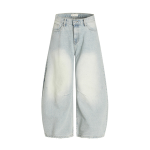 Jeans en denim vintage délavé à l'acide pour hommes, coupe large, style baggy, effet usé, en coton, pour fabricants sur mesure - Product Image 2