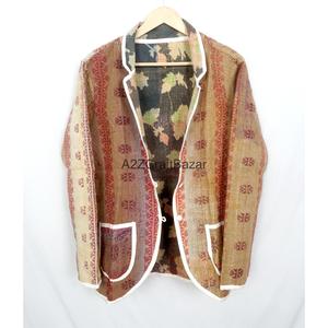 Indian Knitted Digital Printed <b>Kantha</b> Button Women Summer Winter 100% Cotton Vintage <b>Jackets</b> - Product Image 5
