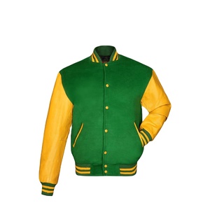 Custom Logo Varsity <b>Jacket</b> With Wool and <b>Leather</b> Sleeves 100% Polyester <b>Long</b> Length for Winter - Product Image 2