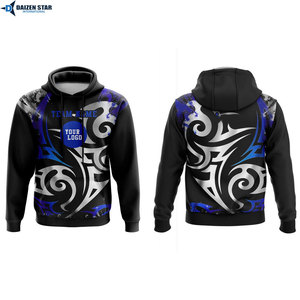Unisex Hooded Sweatshirt Sublimation Print Solid Design Blue Silver Black Casual Regular Fit Pocket Winter Wear Fleece Spandex - Product Image 6