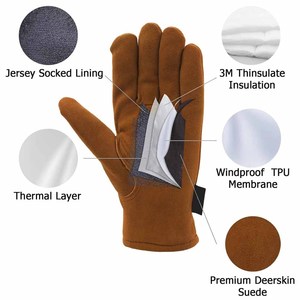Gants de travail en cuir de vachette de qualité supérieure, doux et confortables, résistants à la chaleur, pour activités de plein air et jardinage - Product Image 4