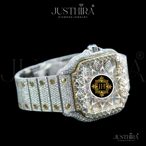 Reloj de Lujo Premium con Diamantes Moissanite, Acero Inoxidable, Esfera Analógica, Diseño Moderno, Brillo Radiante, Resistente, Premium India - Product Image 3