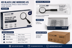 HD Black Line Mirror #5 Single-Sided Dental Mirror Cone Socket Stainless Steel Zetomed Pro - Product Image 3