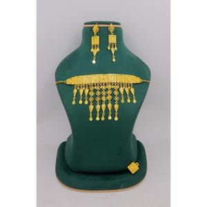 Colliers plaqué or micro formant ensemble de bijoux de mariage et traditionnels cadeau pour les femmes en cuivre et laiton Martasha - Product Image 3