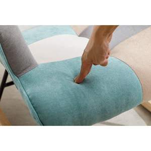 Fauteuil à bascule patchwork confortable de 36,6 pouces avec accoudoirs et pieds en bois massif pour salon - Product Image 3