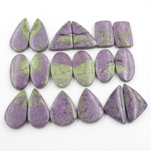 Natural Stichtite Serpentine Match Pair Gemstone Cabochon, Purple Green Match Pairs Gemstone Lot - Product Image 3