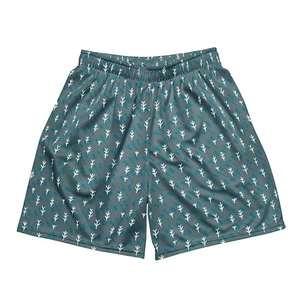 Men's Quick Dry Printed Shorts With Elastic Waist Mid Rise Casual Sportwear 100% Polyester Knitted Fabric White Tree Pattern - Product Image 1
