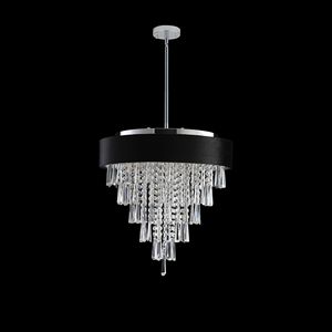 Lampadario Moderno in Cristallo da 18 Pollici con 8 Luci G9, Altezza Regolabile, Paralume Nero in Velluto Imitazione Anti-Riflesso per Sala da Pranzo - Product Image 6