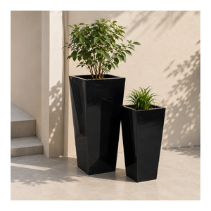 Chau Viet Pottery Modern Eco-Friendly Durable Lightweight Fiberglass Round Garden <b>Planters</b> Set 3 Pcs All-Season <b>Outdoor</b> Use - Product Image 1