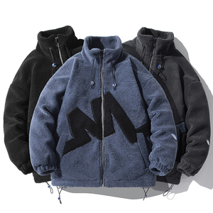Veste d'hiver longue et légère en polaire Sherpa OEM, col montant, imprimé personnalisé, style urbain, fermeture éclair, coupe-vent en coton pour homme - Product Image 6