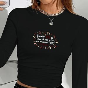 เสื้อเชิ้ตแขนยาวผู้หญิงอัลลาห์ มายด์เฟล รามาดานคอกลมแขนยาวพิมพ์ลายแฟชั่น Y2K ทรงปกติผ้าสแปนเด็กซ์โพลีเอสเตอร์ - Product Image 5