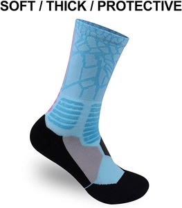 Compression Athletic Basketball Socks <b>Men's</b> Breathable Knitted Crew Socks with Reinforced <b>Heel</b> and Toe Summer Sports Socks - Product Image 3